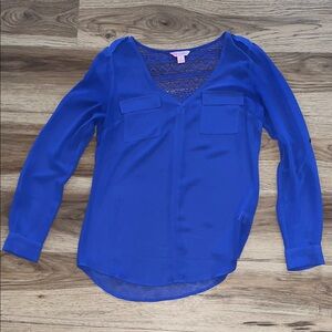 Candie's XS Sheer Blue V-Neck Blouse